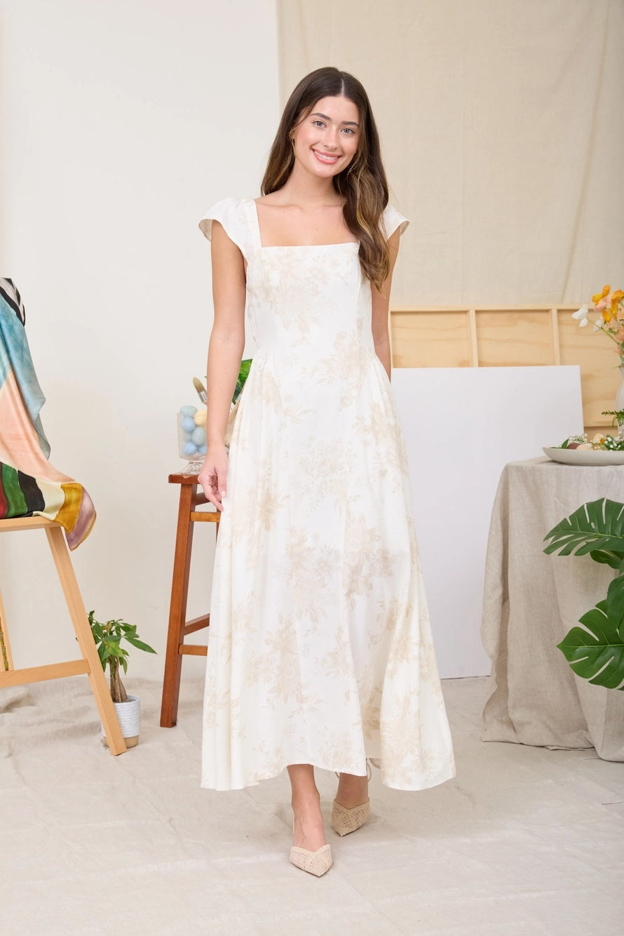 Floral Bell Sleeve Midi Dress