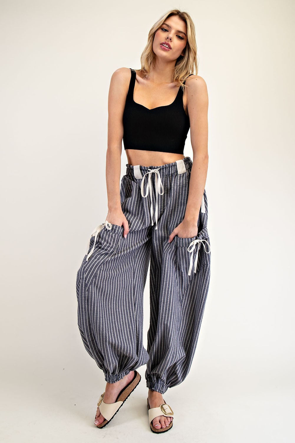 Striped Drawstring Jogger Pants