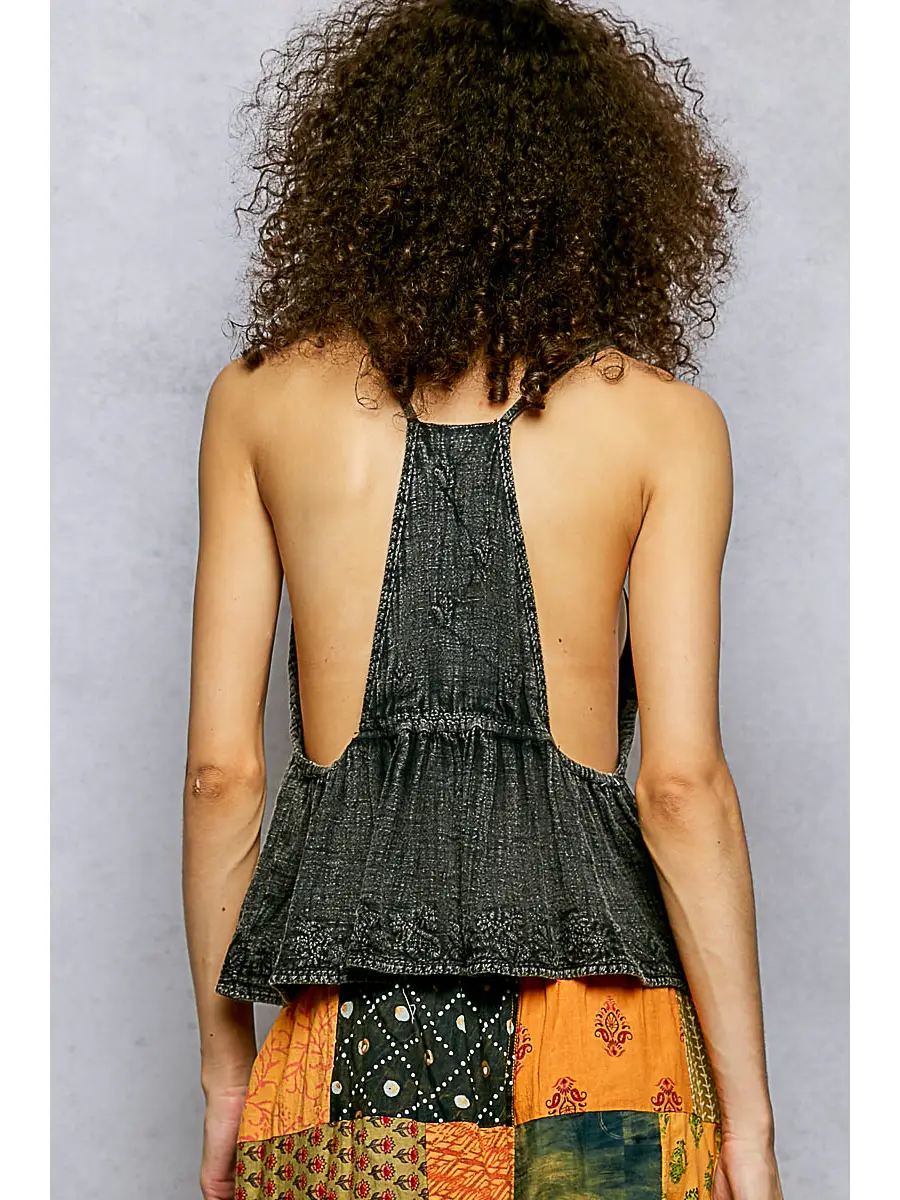 Sleeveless Floral Embroidered Top