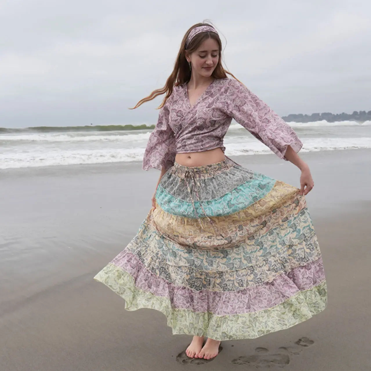 Paisley Swirl Maxi Skirt Cotton