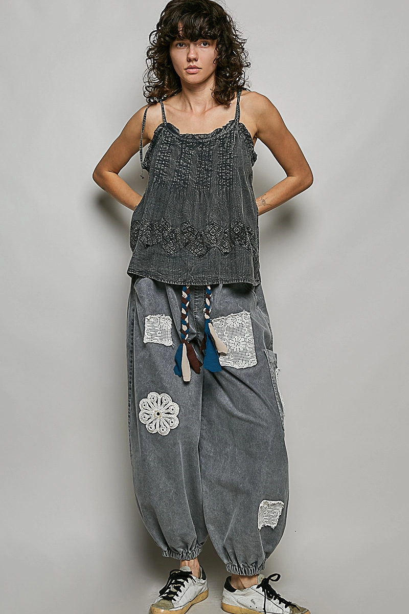 Cotton Lace Panel Tank Top