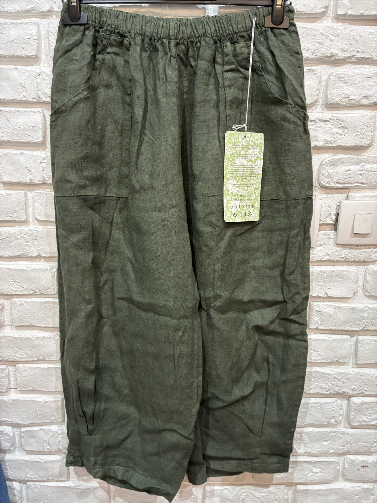 Cropped Front Pocket 100% Linen Pants