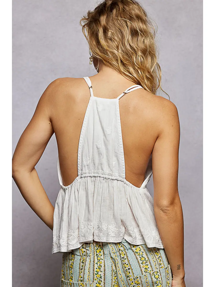 Sleeveless Floral Embroidered Top