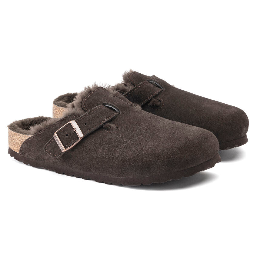 Boston Suede Clog with Shearling Fur Lining