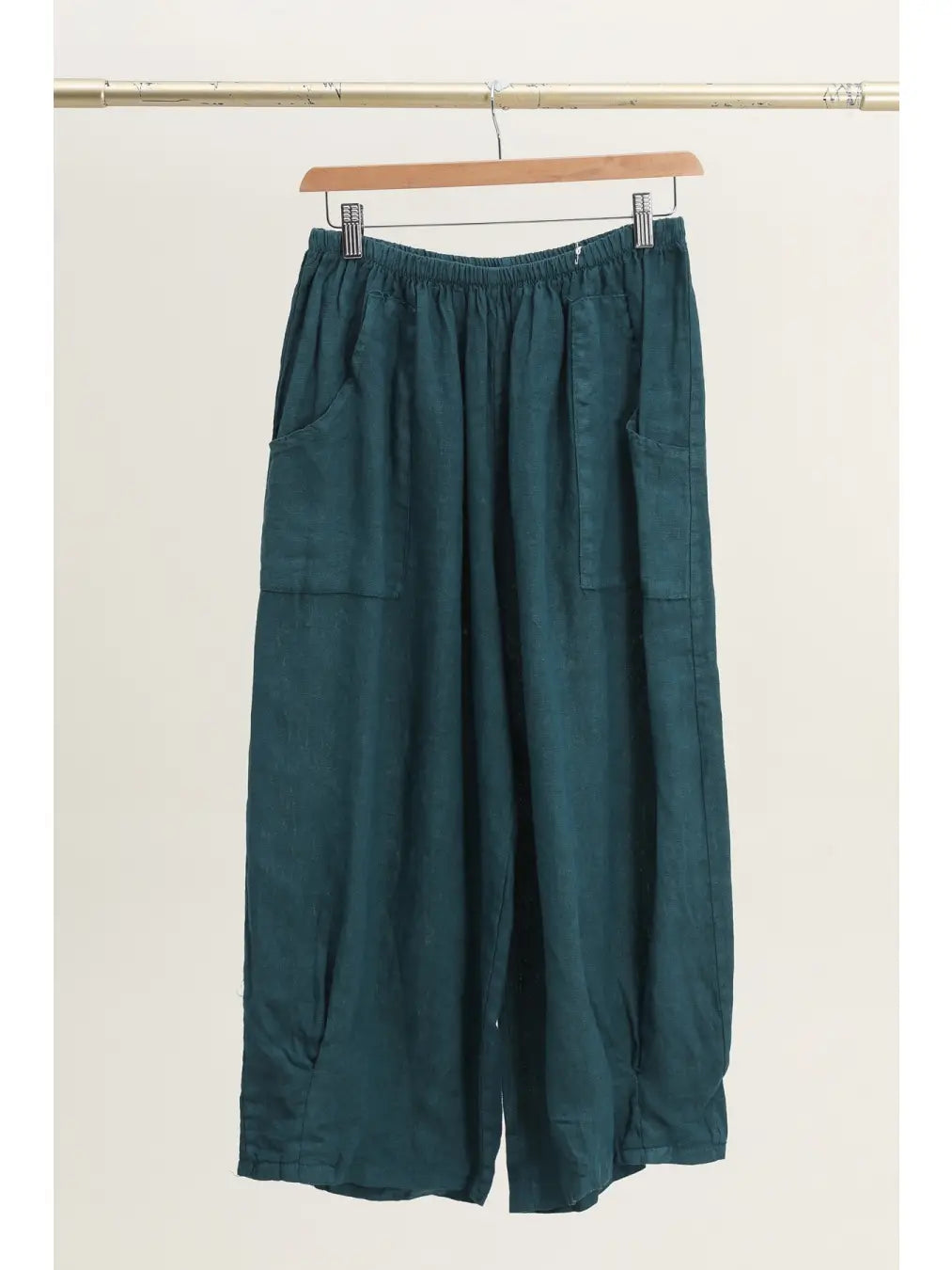 Cropped Front Pocket 100% Linen Pants