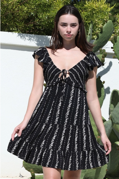 Smocked Short Sleeve Dress