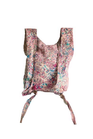 Cotton Dye Drip Crossbody Bag with Floral Pattern