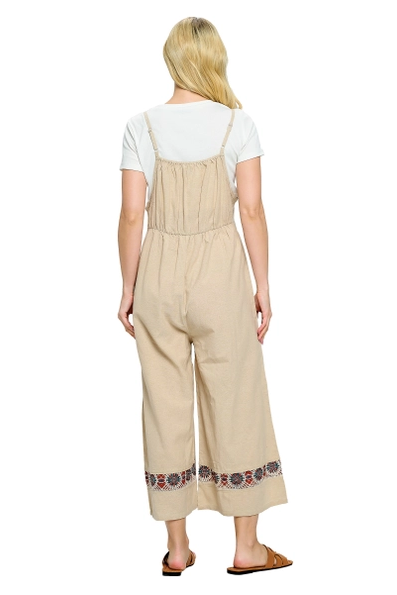 Natural Handstitched Midi Jumpsuit