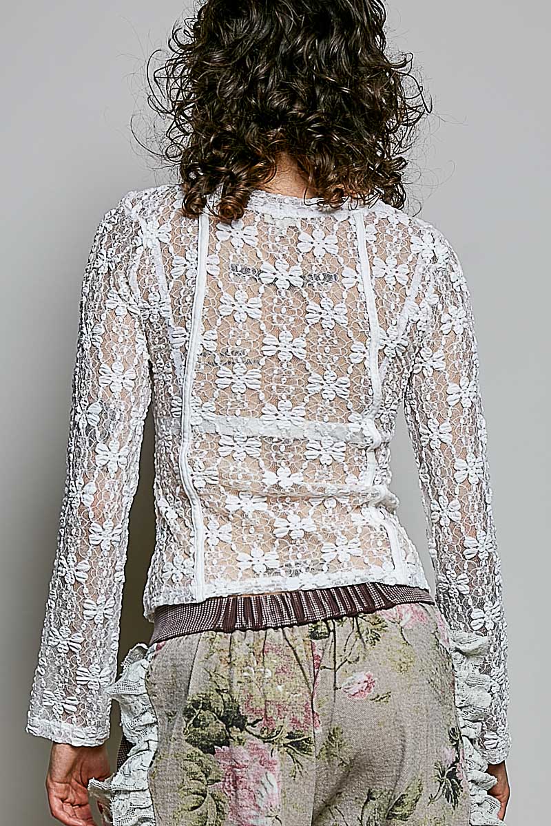 Long Sleeve Lace Knit Top