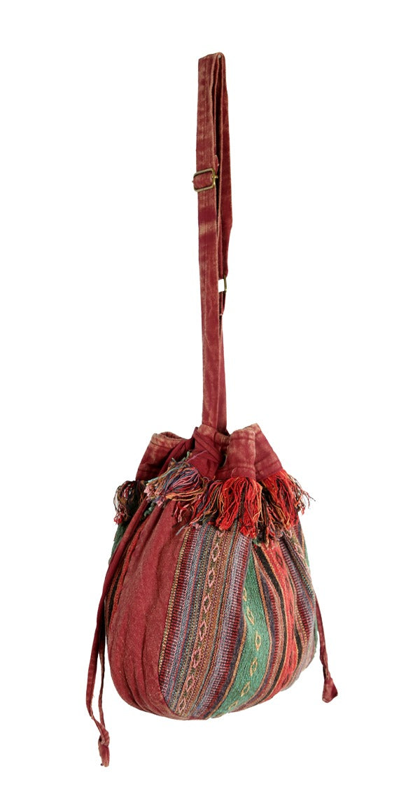 Stripe Tibetan Drawstring Bag