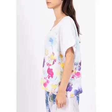 Floral Print Linen Top