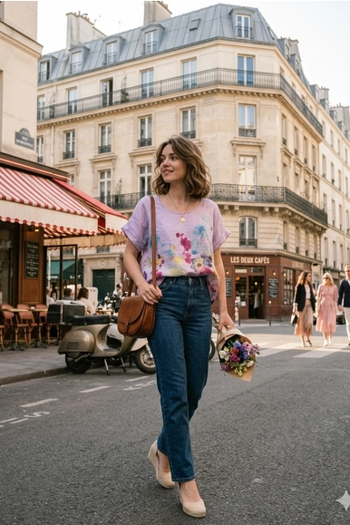 Floral Print Linen Top