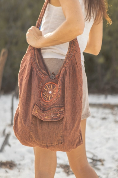 Light Brown Stonewashed Hobo Bag