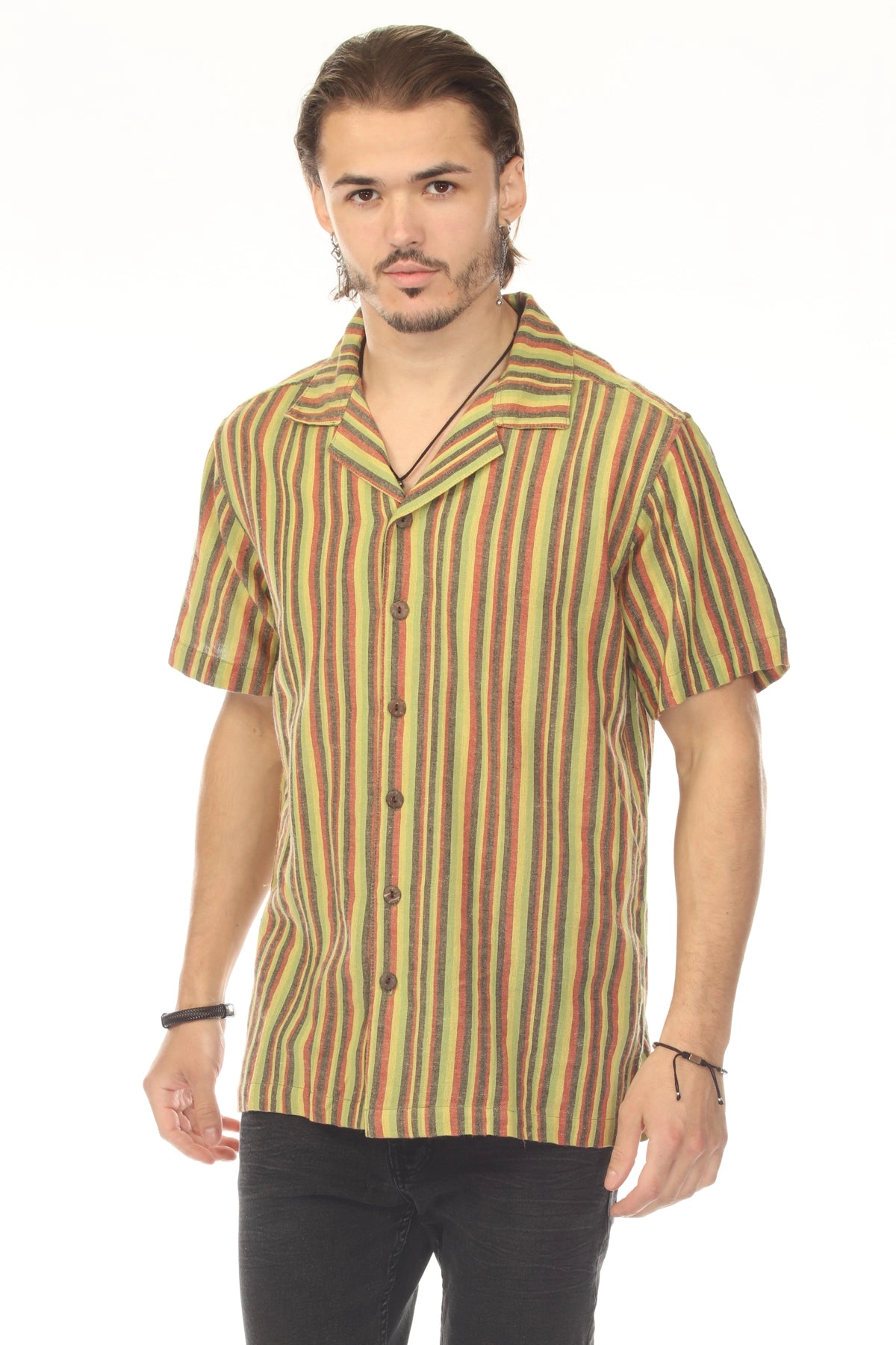 Men's Rasta Stripe Camp Shirt
