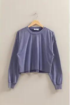 Oversized Cropped Sweatshirt With Raw Hem