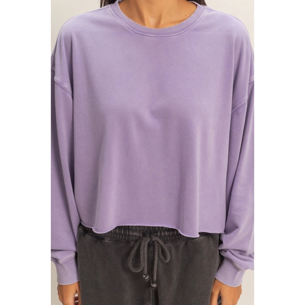 Cropped Mineral Wash Sweatshirt