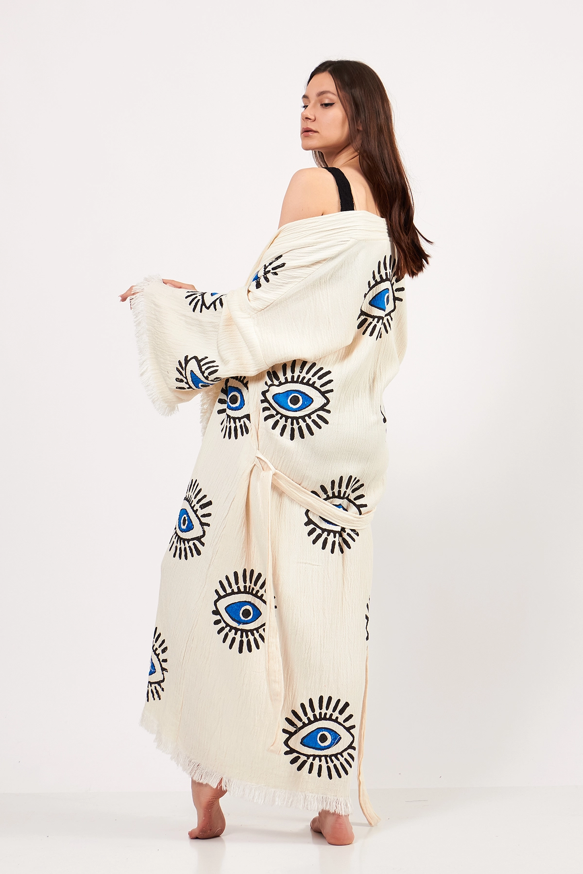 Turkish Evil Eye Print Kimono Robe