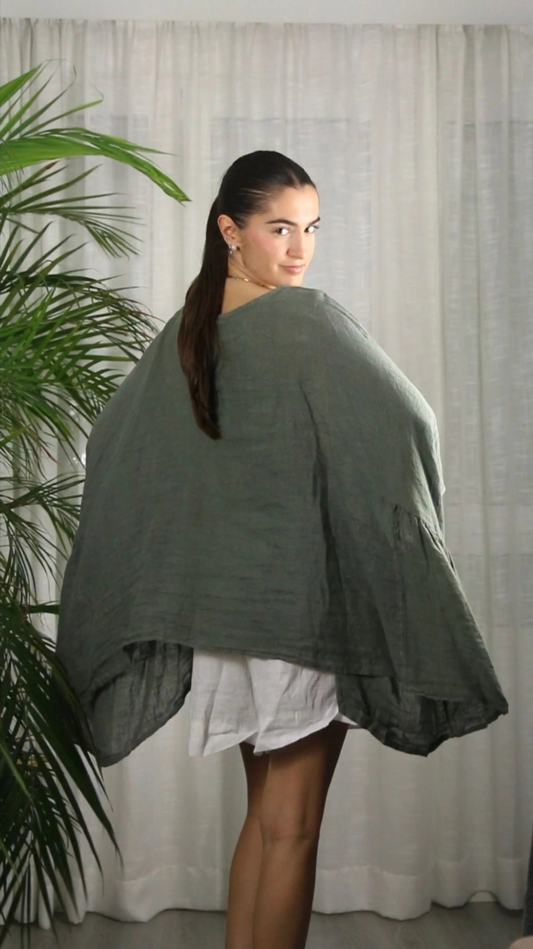 100% Linen Poncho Style Blouse