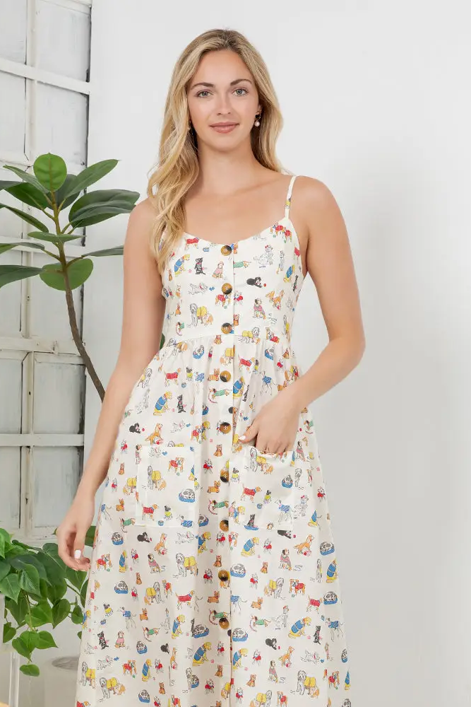 Dog Print Cami Dress