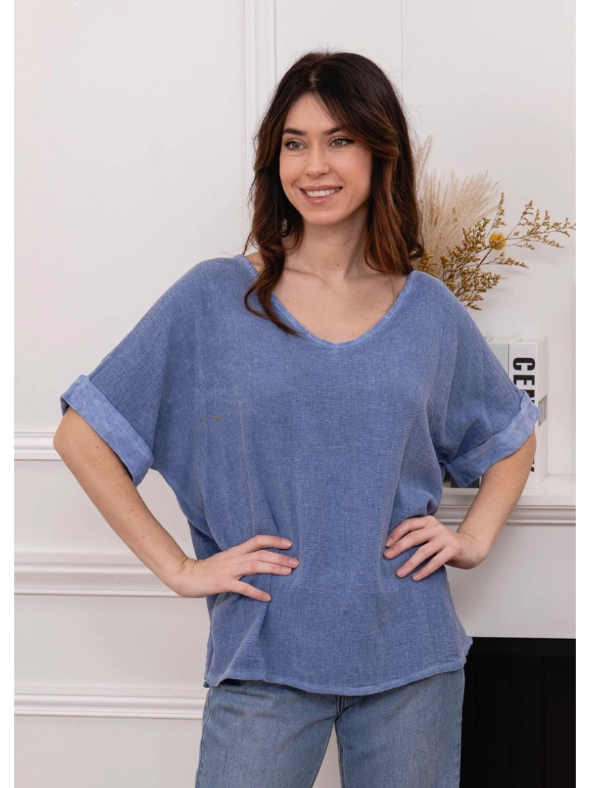Short Sleeve Blouse-100% Linen