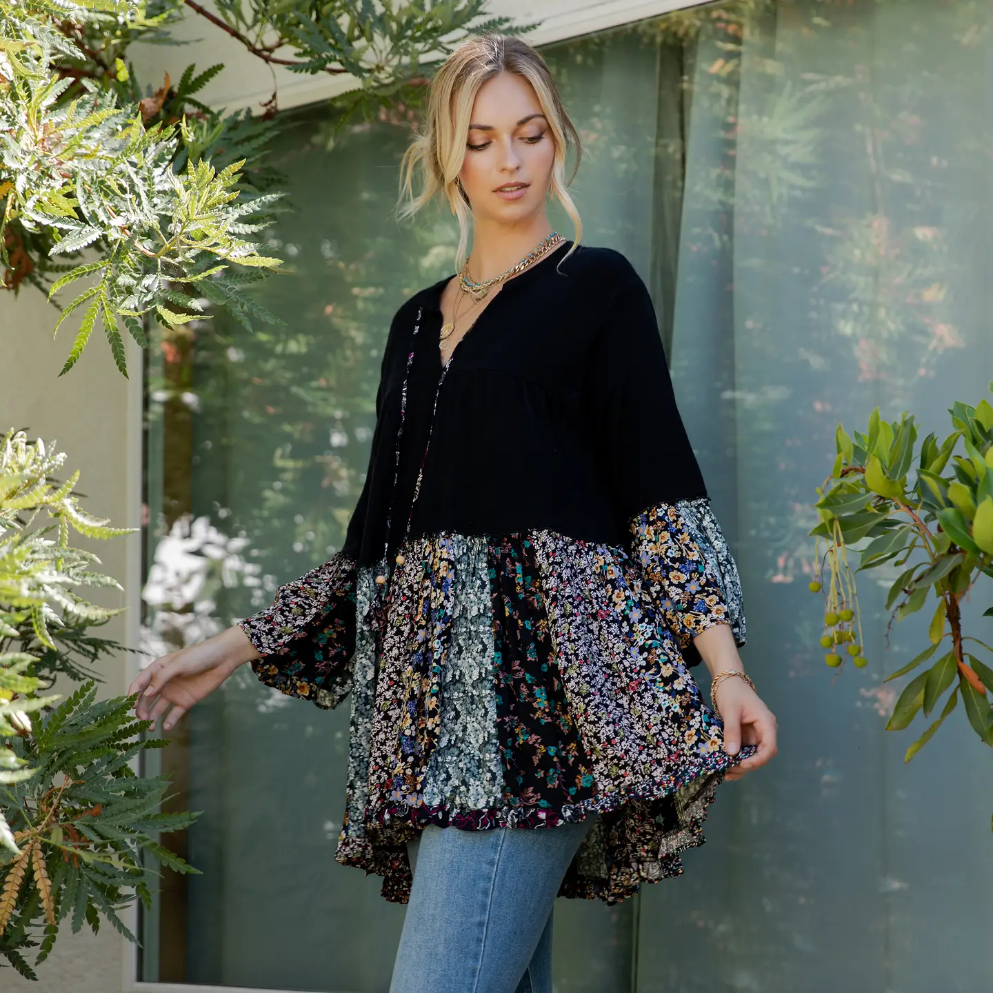 Chic Band Collar Top