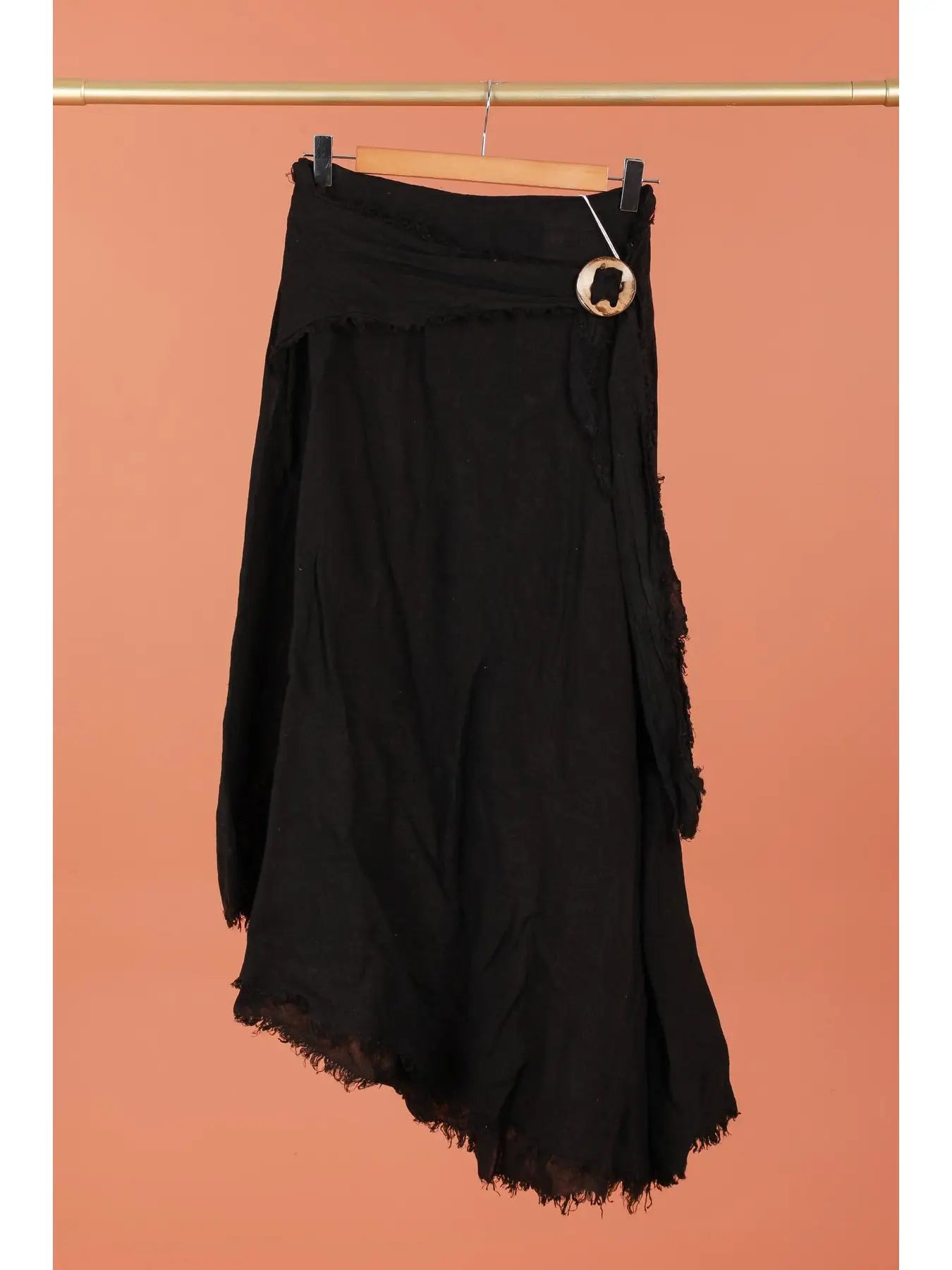 Linen Skirt with Fringe Edges