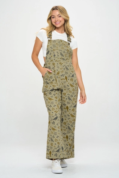 Bird Floral Overalls