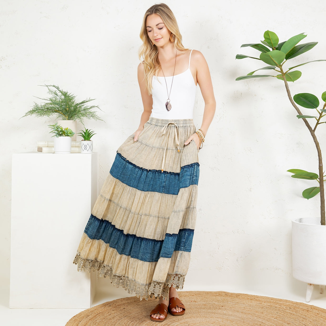 Boho Patchwork Long Skirt