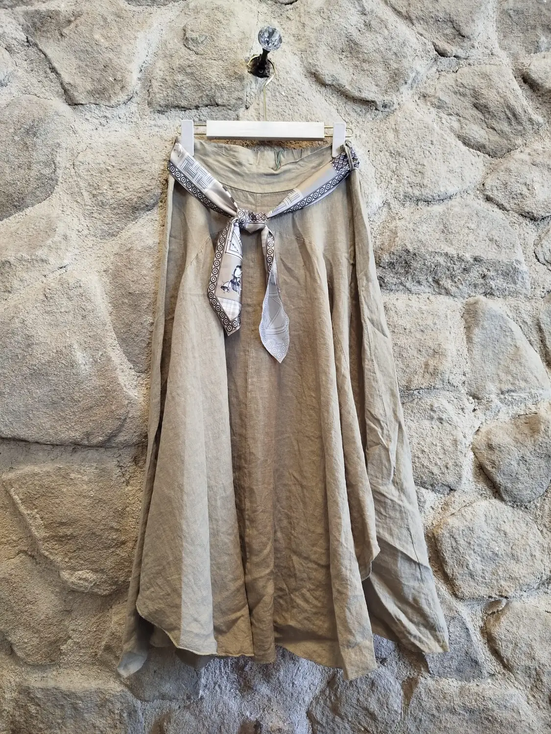 Linen Tie Belt Skirt