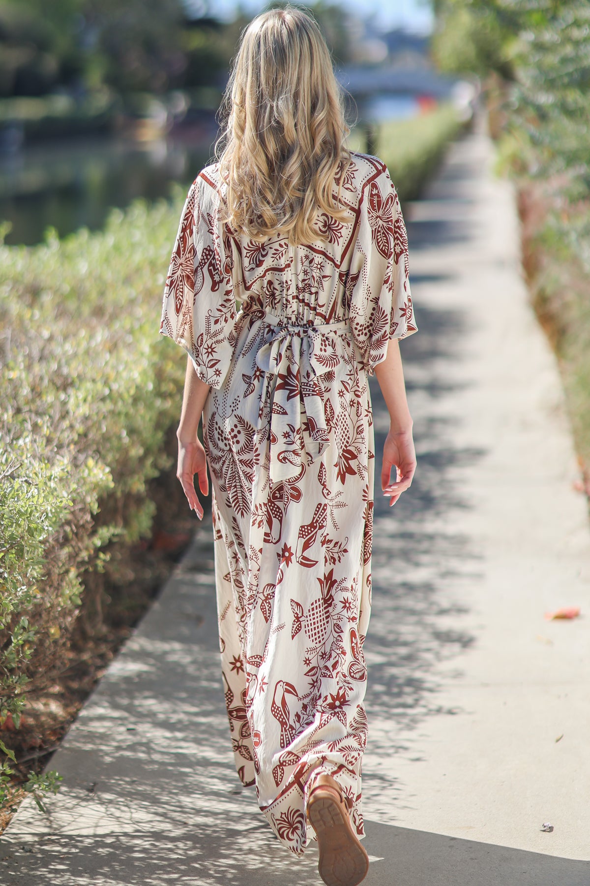 Kimono Sleeve Print Maxi Dress