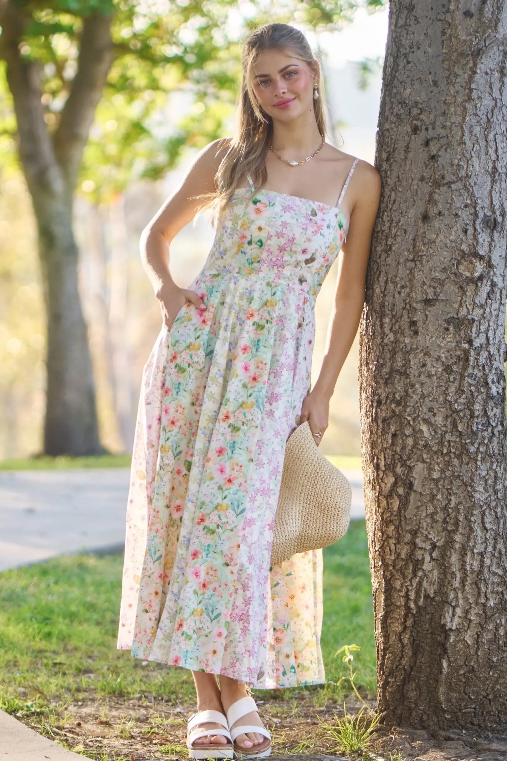 Floral Maxi Spaghetti Strap Dress