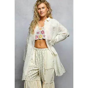 Floral Embroidered Button Shirt