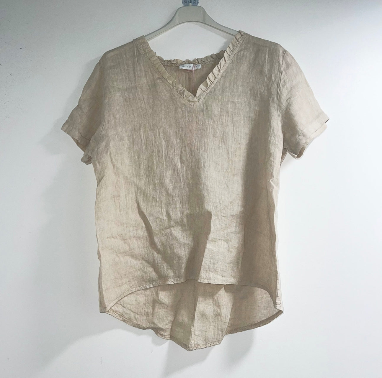 Linen Top with Collar Detail