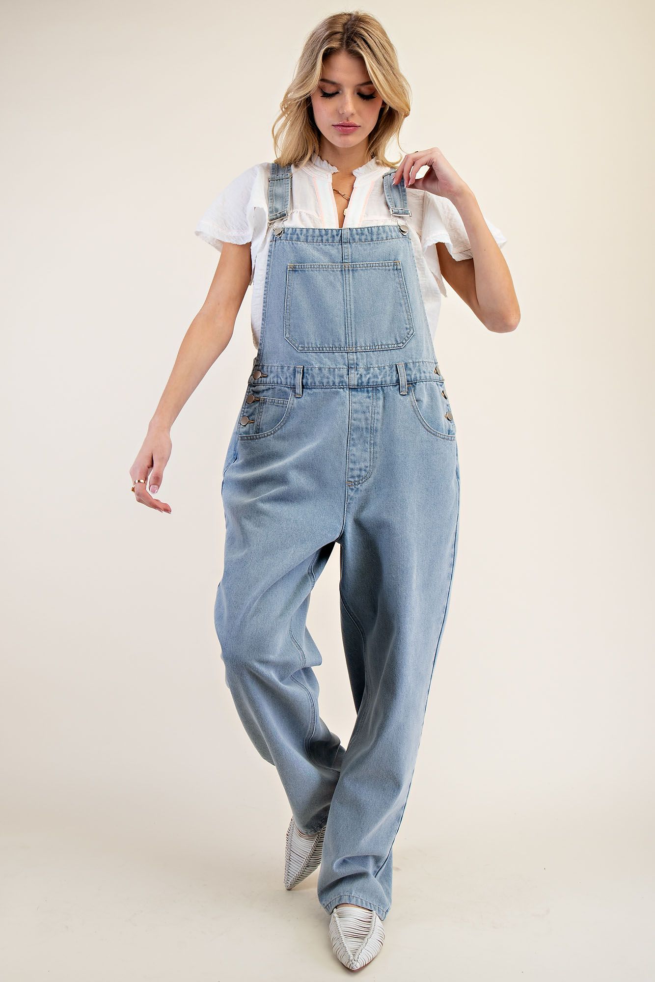 Washed Denim Overalls
