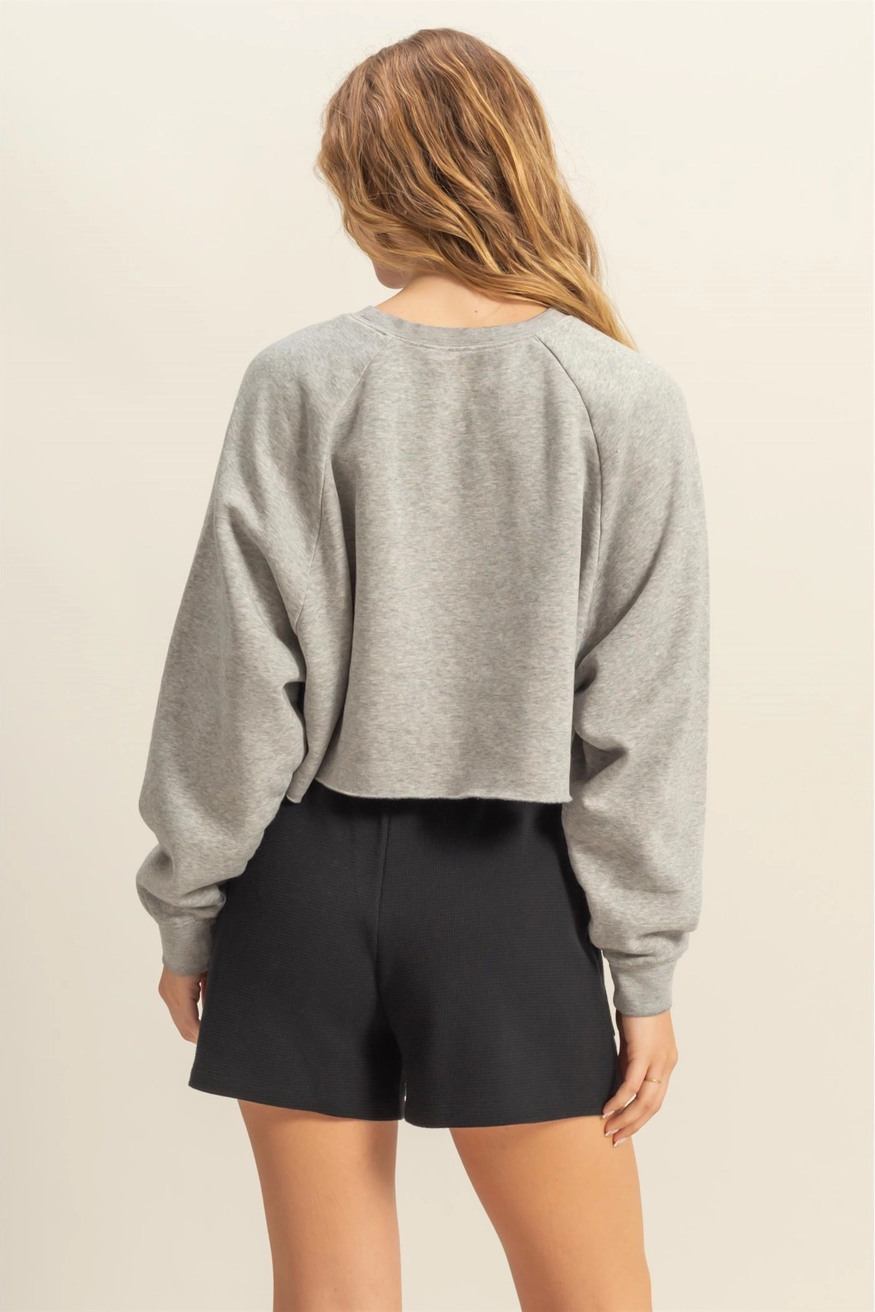 Mineral Wash Sweatshirt With Raw Hem
