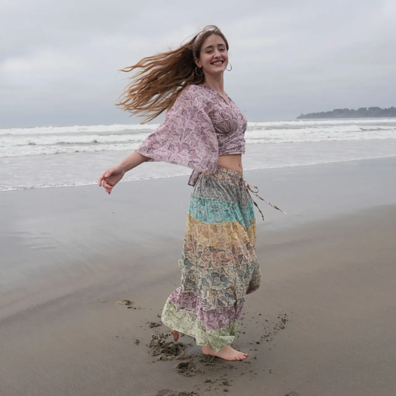 Paisley Swirl Maxi Skirt Cotton