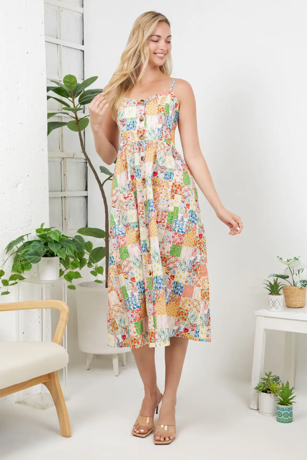 Floral Print Patchwork Maxi