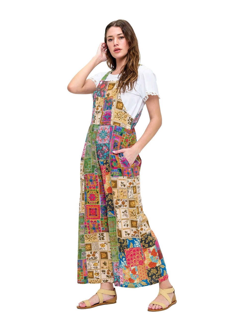 Patchwork Floral Garden Print Overall