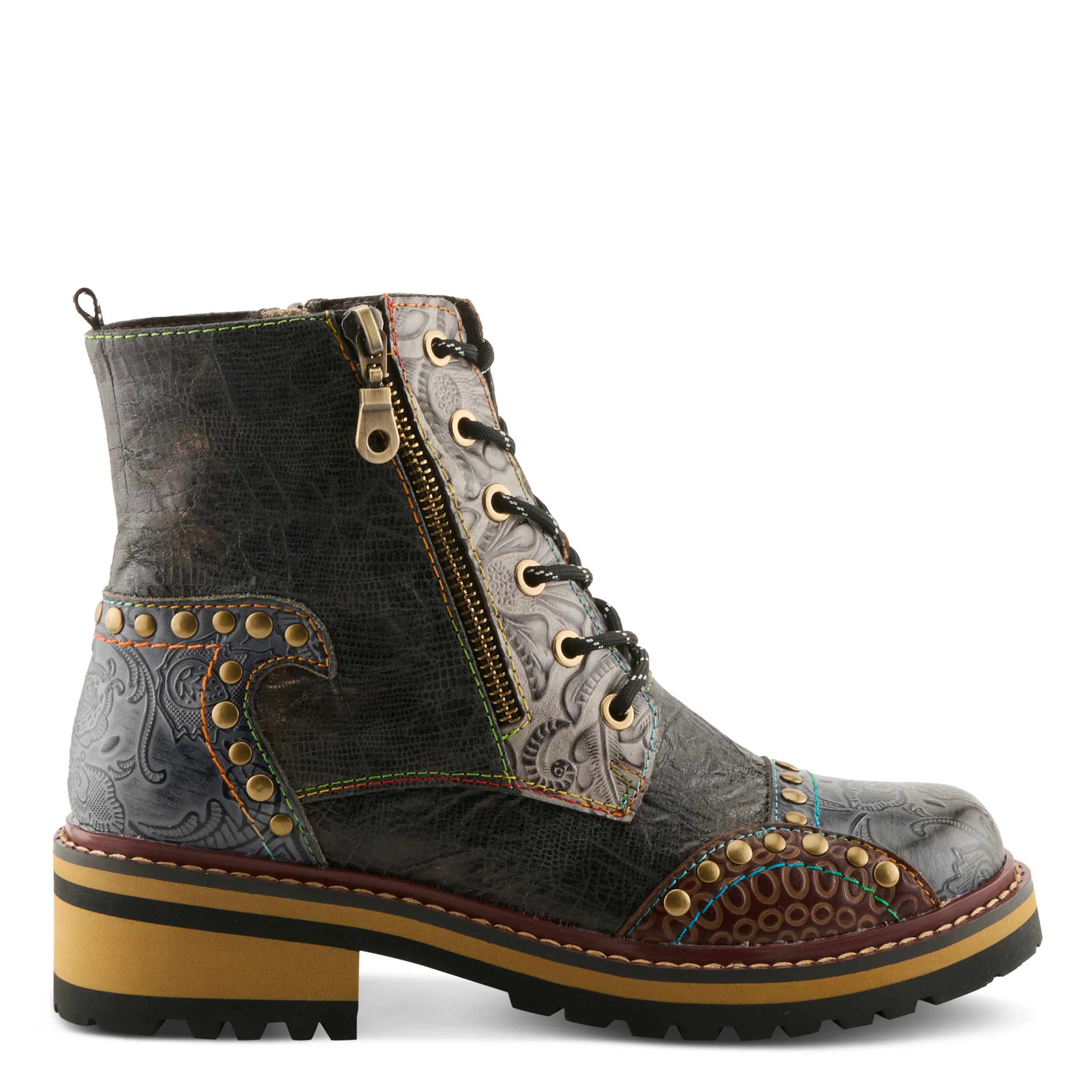 Rugup Leather Bootie with Mixed Textiles