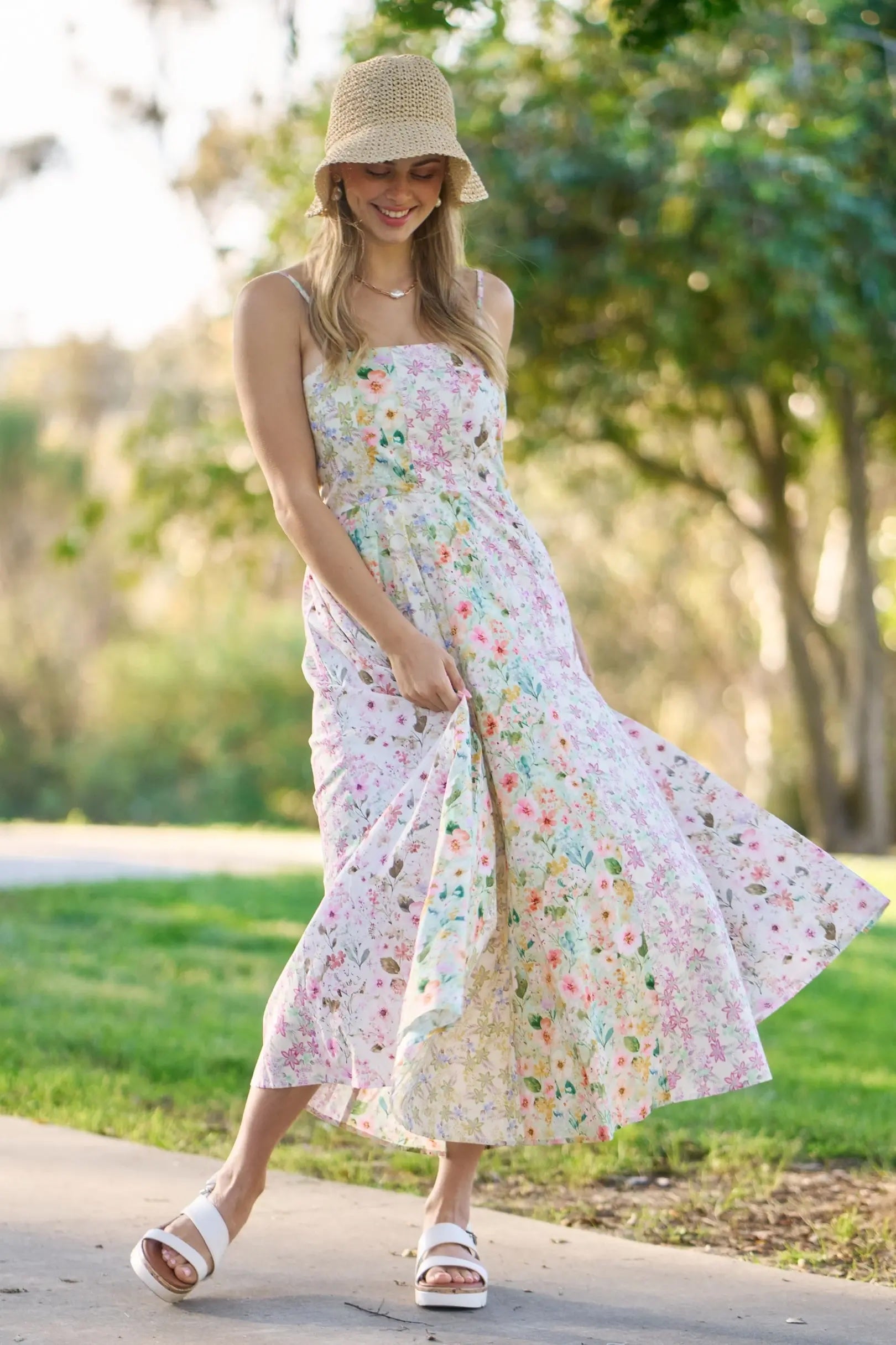 Floral Maxi Spaghetti Strap Dress