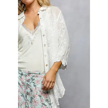 Floral Embroidered Silhouette Shirt
