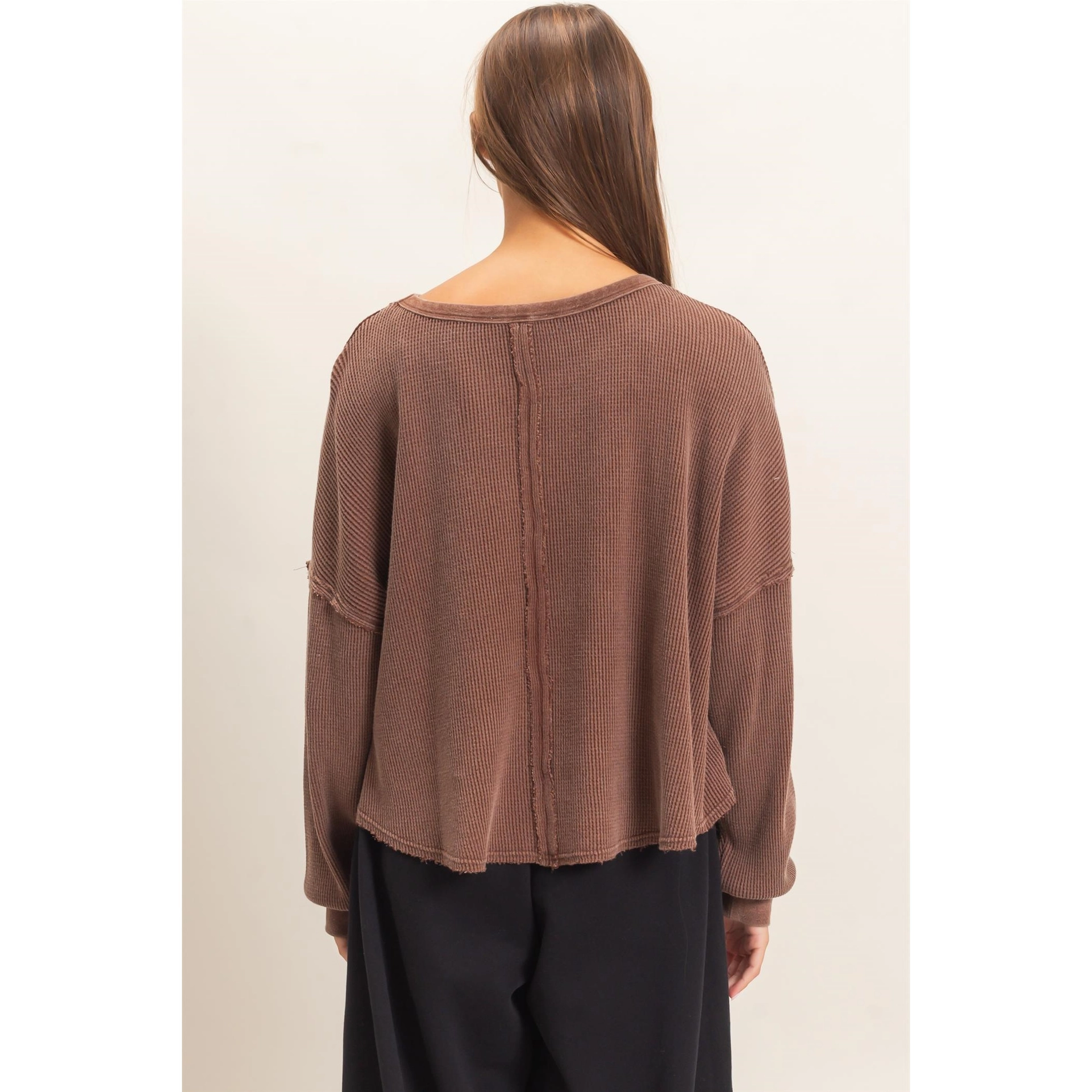 Mineral Wash Waffle Oversized Top