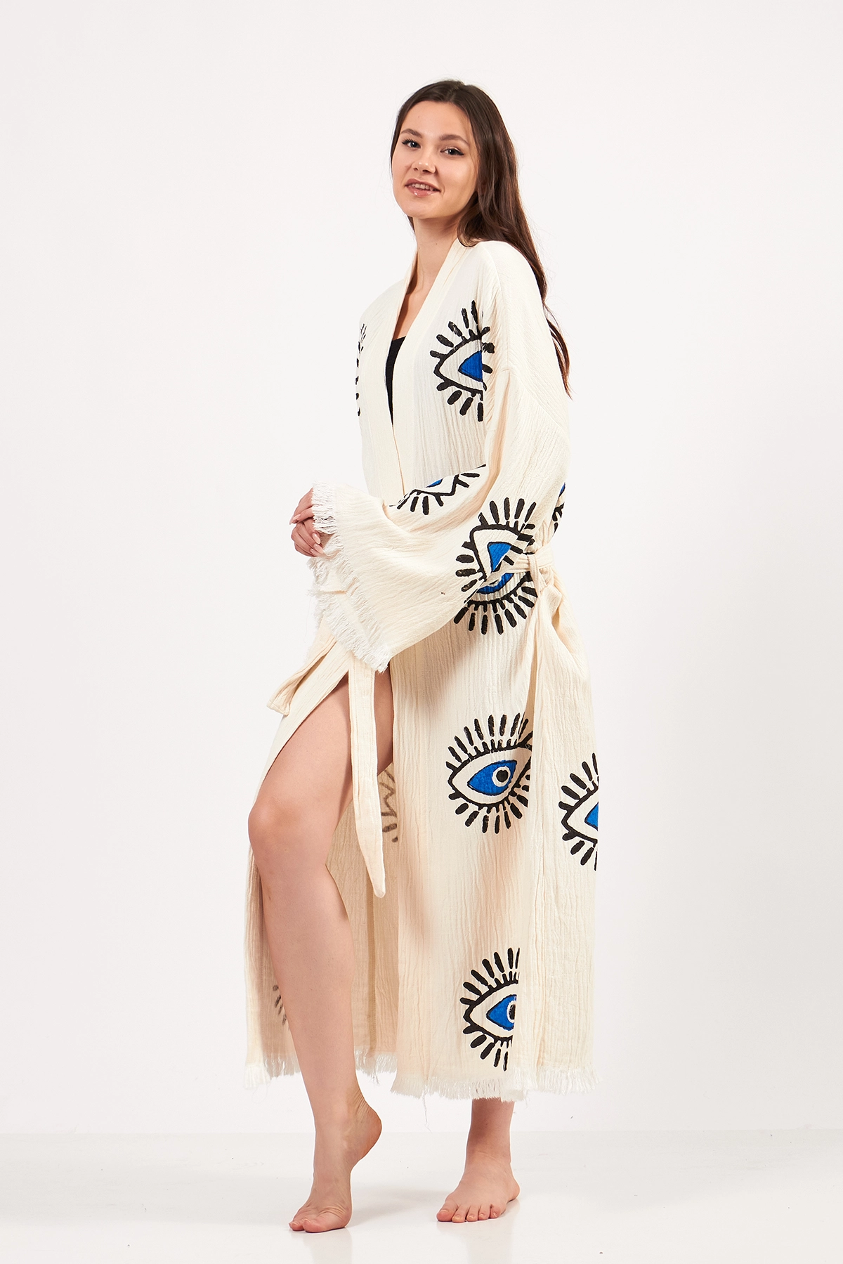 Turkish Evil Eye Print Kimono Robe