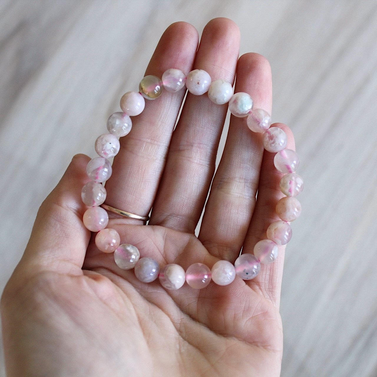 8mm Flower Agate Stretch Bracelet