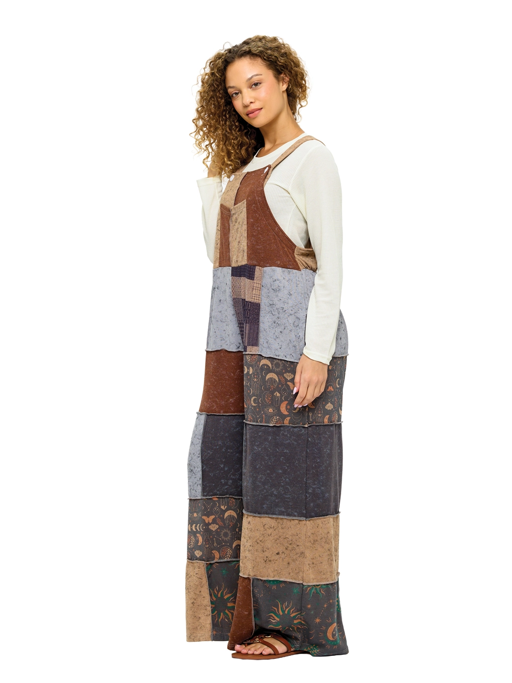 Celestial Gypsy Patchwork Colorblock Overalls