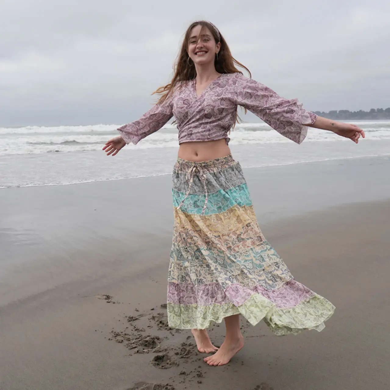 Paisley Swirl Maxi Skirt Cotton
