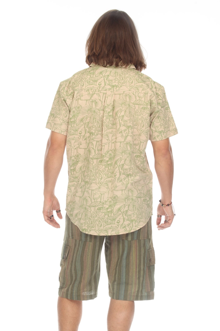 Mens S/S Mushroom Button Down Shirt