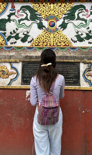 Purple & Red Stripes Gheri Cotton Mini Backpack