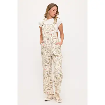 Whimsical Cat Tails Print Overall