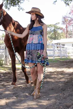 Denim Patchwork Short Dress